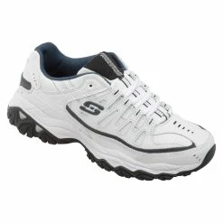 Cheapest 🥰 Skechers Afterburn M. Fit Men's Wide Training 👞 Shoes White/Navy 🔔