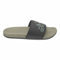 Deals ❤️ Adidas Adilette Comfort Men's Slide 🩴 Sandals Charcoal/Green 🔔
