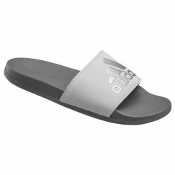 Budget 🛒 Adidas Adilette Comfort Men's Slide 🩴 Sandals White/Silver 😍