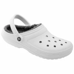 Flash Sale 🌟 Crocs Classic Fuzz-Lined Clogs White/Gray ❤️
